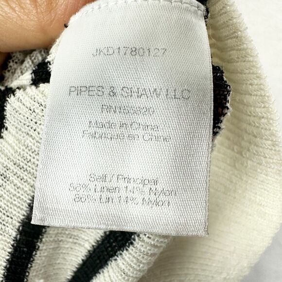 Veronica Beard Dean Striped Linen V-Neck Sweater Size Small Breton Ribbed - Picture 6 of 6